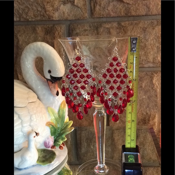 NWOT RED CHANDELIER EARRINGS - Picture 4 of 5